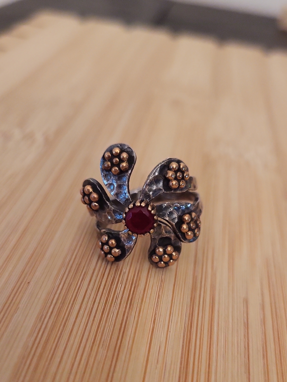 Vintage Turkish Sterling Silver Cocktail Ring - Picture 2 of 9